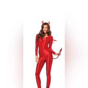 Full Body Red Footed Unitard Catsuit Halloween Costume Accessories not included
